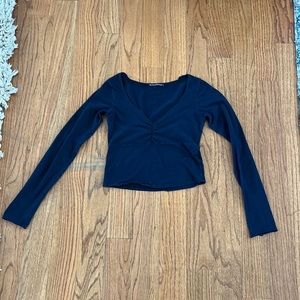 Brandy Melville Ruched top long sleeve V-Neck